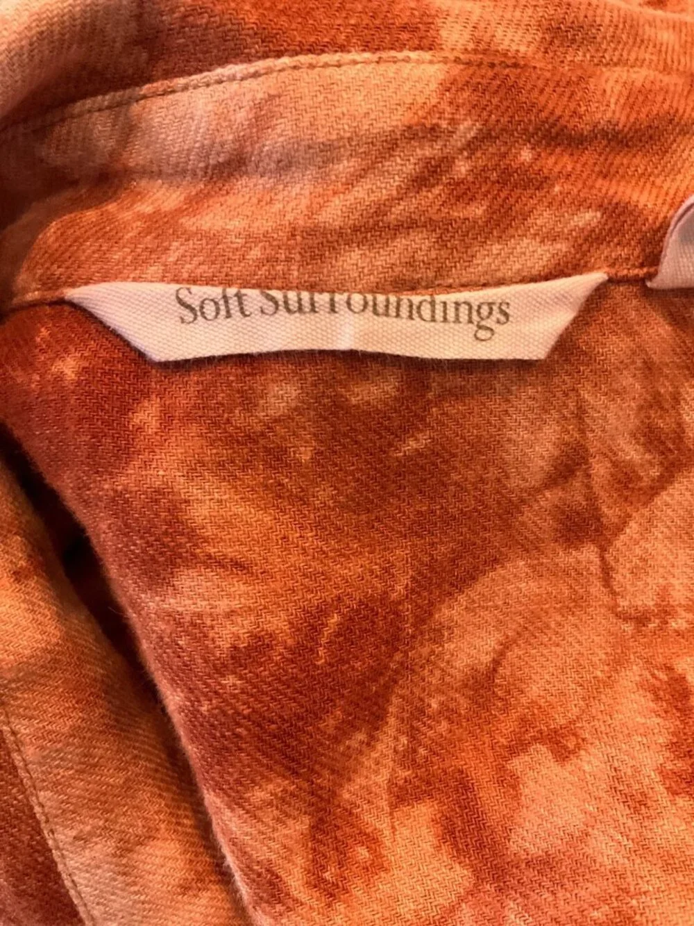 Soft Surroundings XL Burnt Orange Linen Blend Midi Tunic Dress